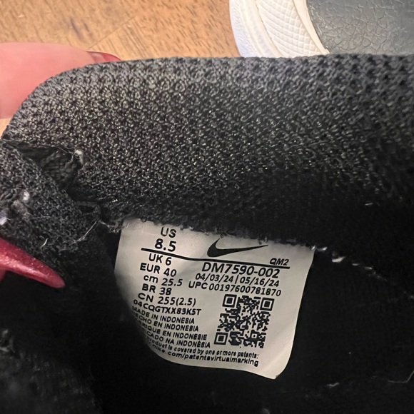 Nike Court Vision Low Platform Sneakers Black White Women’s 8.5 Leather - Picture 6 of 8